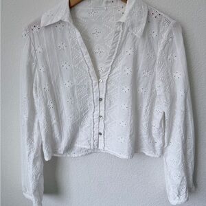 Zara White Eyelet Blouse